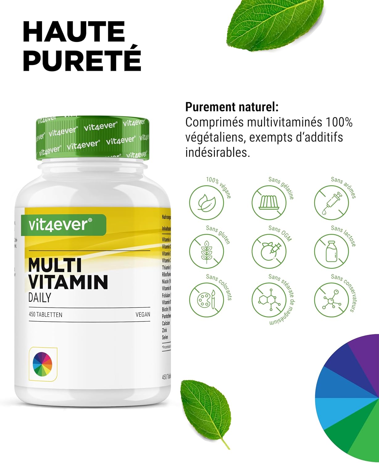 Multivitamin Daily - 450 tablets with bioactive forms - 15 months reserve - Precious minerals & all vitamins A-Z - Vegan - Image 4