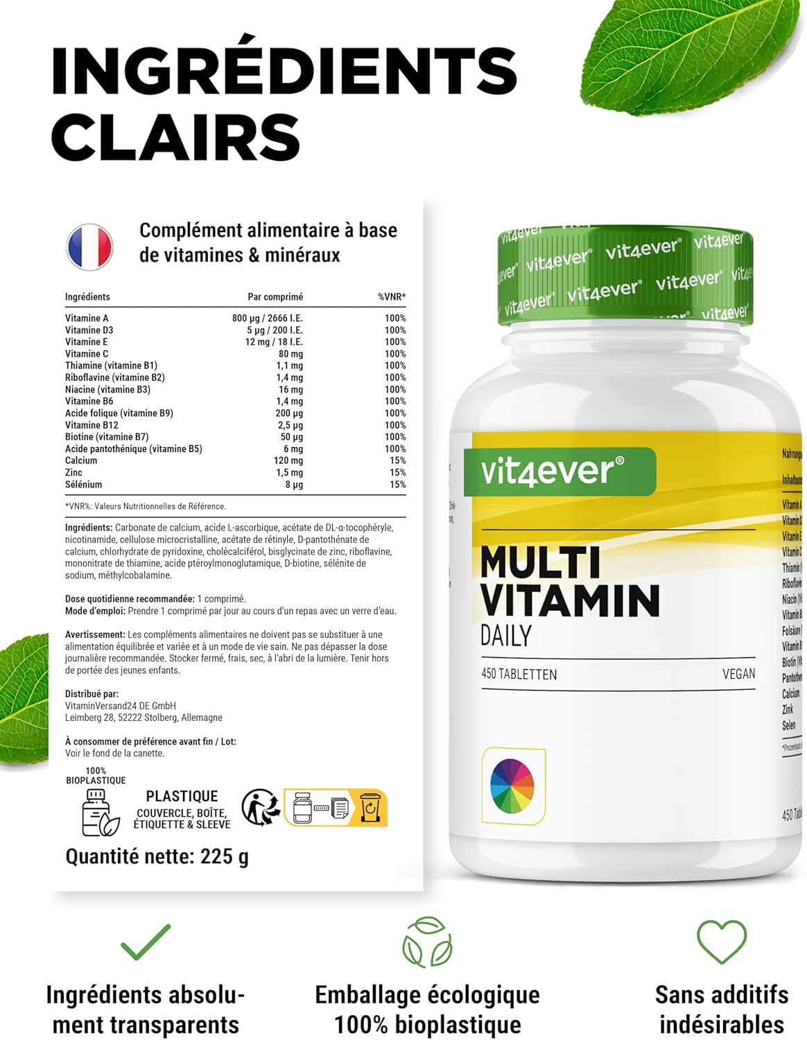 Multivitamin Daily - 450 tablets with bioactive forms - 15 months reserve - Precious minerals & all vitamins A-Z - Vegan - Image 6