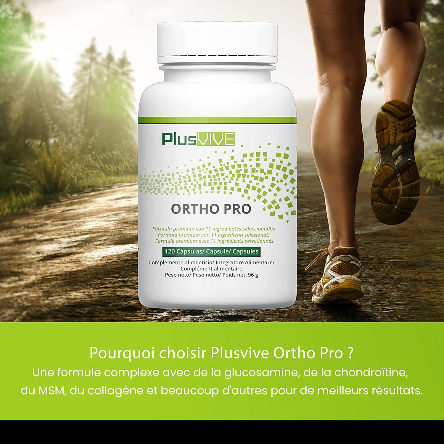 Plusvive - Ortho Pro Glucosamine, Chondroitin, Methyl Sulfonyl Methane (MSM) & Hyaluronic Acid Capsules - 120 Capsules for Joint Care - Image 3