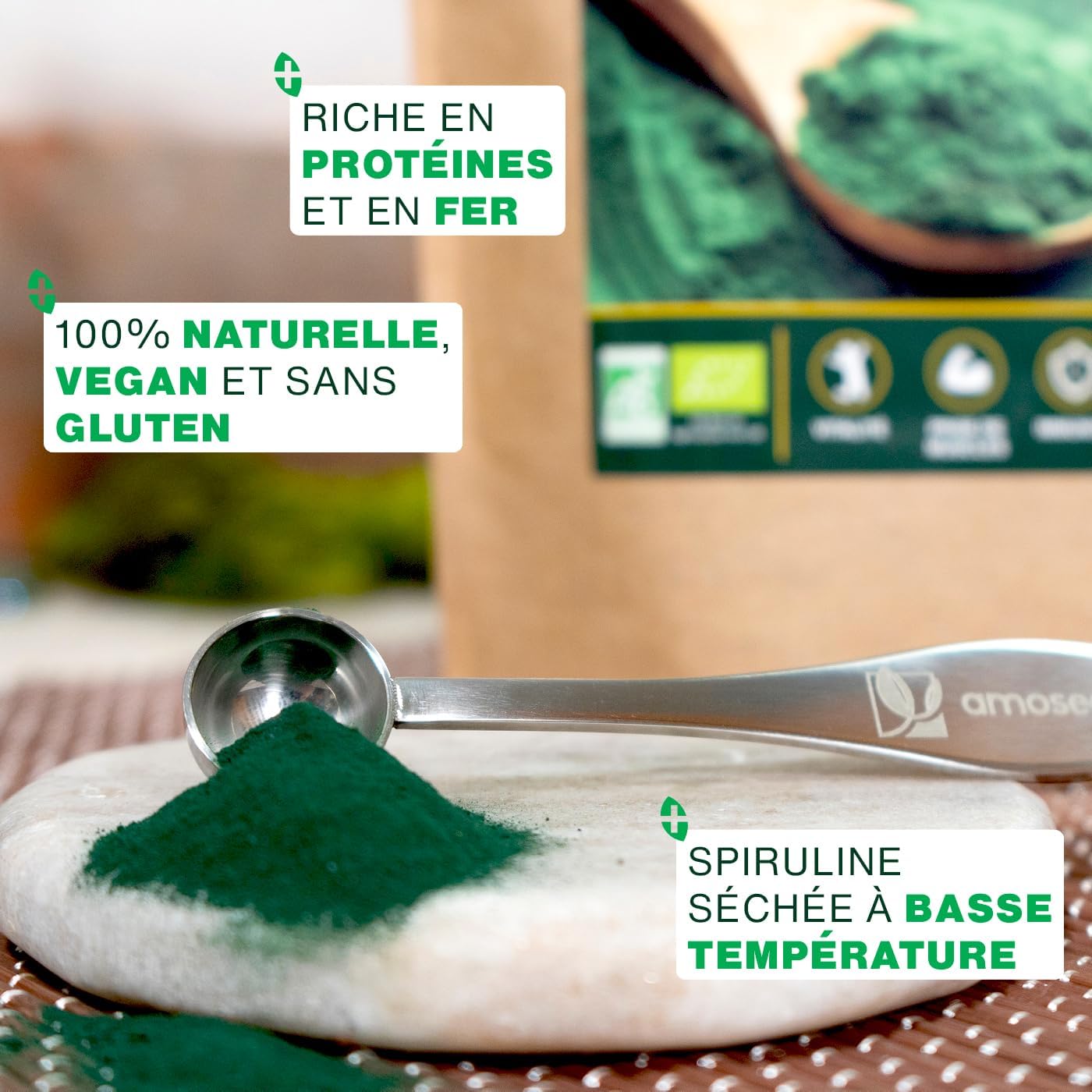 Spirulina Powder Organic 250G | Natural and Pure | High in Protein, Iron | Energy, Sport, Immunity | Non-GMO, No Preservatives | Top Quality - Image 4