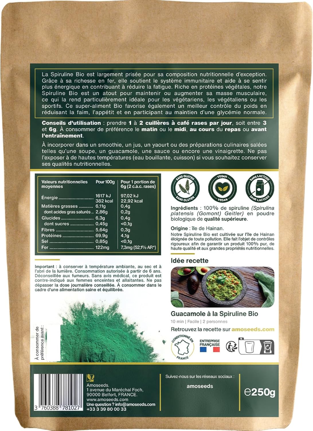 Spirulina Powder Organic 250G | Natural and Pure | High in Protein, Iron | Energy, Sport, Immunity | Non-GMO, No Preservatives | Top Quality - Image 6