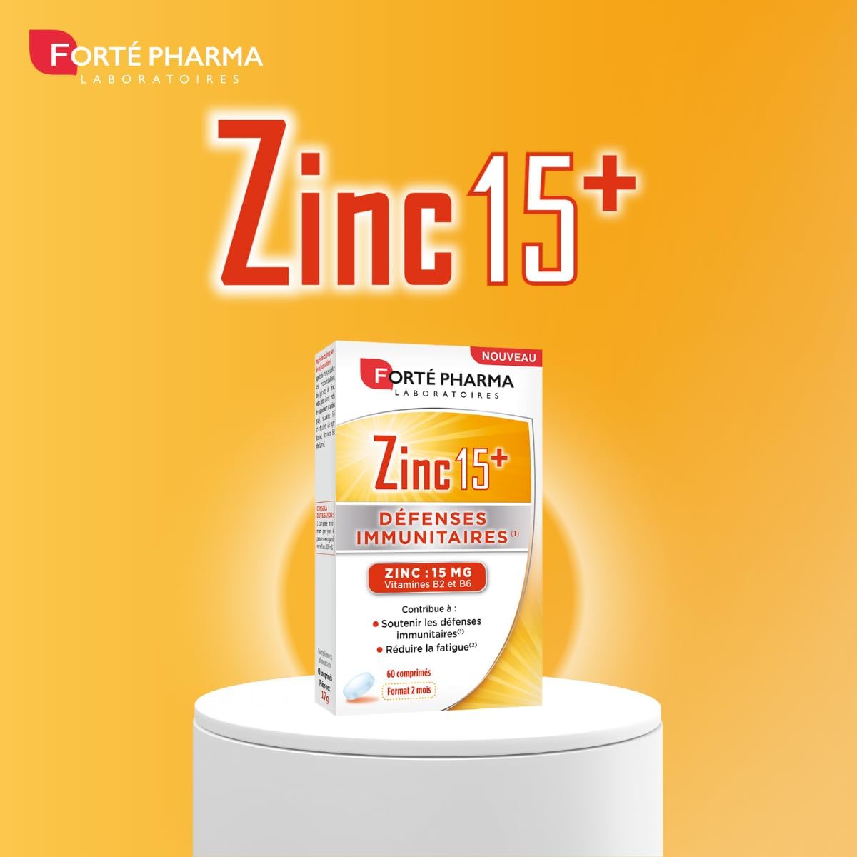 Forté Pharma Zinc 15+ | Zinc Bisglycinate 15 mg + Vitamins B2 & B6 - Anti Fatigue - Immune Defenses Dietary Supplement Maximum Dosage | 60 tablets, 1/day, 2 months - Image 7