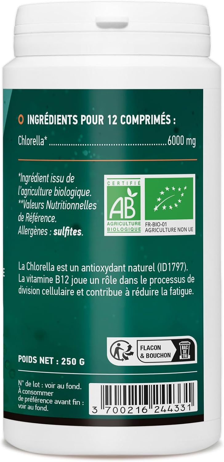 Chlorella BIO | 6000 mg/day | Antioxidant, Vitality | No Additive | 500 Tablets | GPH Diffusion - Image 3