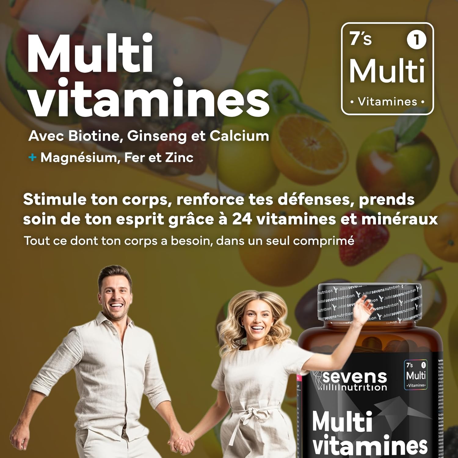 Multivitamins and Minerals - 365 Tablets (1 Year) - 24 Essential Nutrients - Vitamins A B C D E K + Magnesium, Biotin, Zinc & Ginseng - Immunity & Energy - Multivitamins for Men and Women - Sevens - Image 3