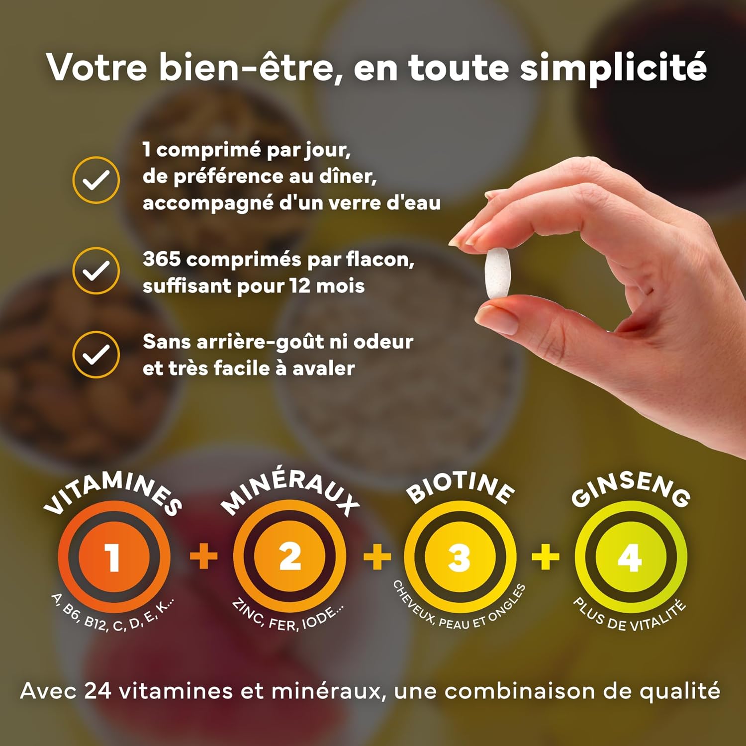 Multivitamins and Minerals - 365 Tablets (1 Year) - 24 Essential Nutrients - Vitamins A B C D E K + Magnesium, Biotin, Zinc & Ginseng - Immunity & Energy - Multivitamins for Men and Women - Sevens - Image 6