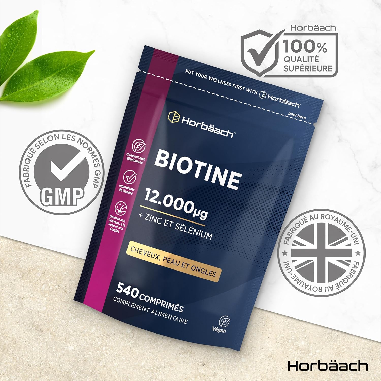 Biotin 12000 mcg Extra Strong | 540 Vegan Tablets | Complex With Zinc and Selenium | Food Supplement For Hair Skin Nails | Vitamin B7 Hair Skin and Nails | Horbaach - Image 9