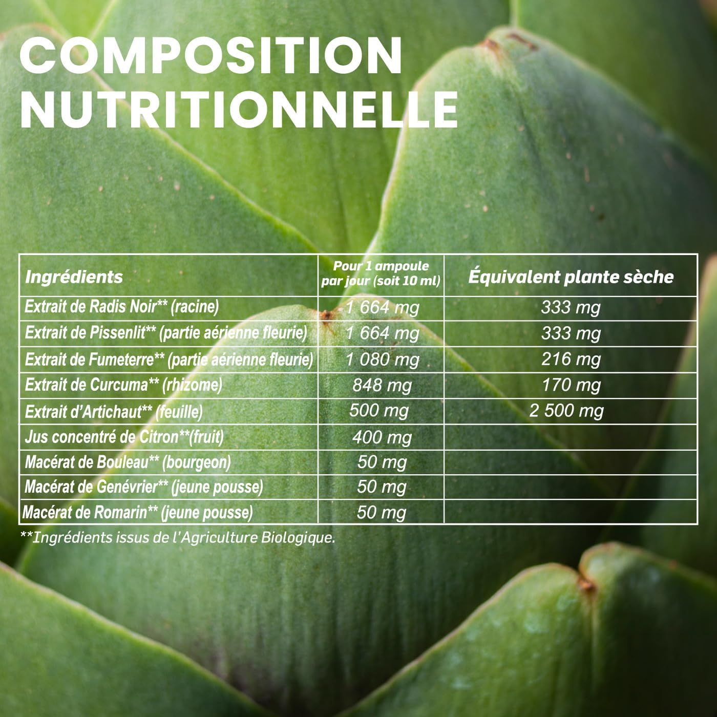 Santarome Bio - Liver Wellness | Digestion Food Supplement | Draining & Antioxidant - Organic Plants - Artichoke, Black Radish, Dandelion - Hepatonic | 30 Ampoules | Made In France - Image 7