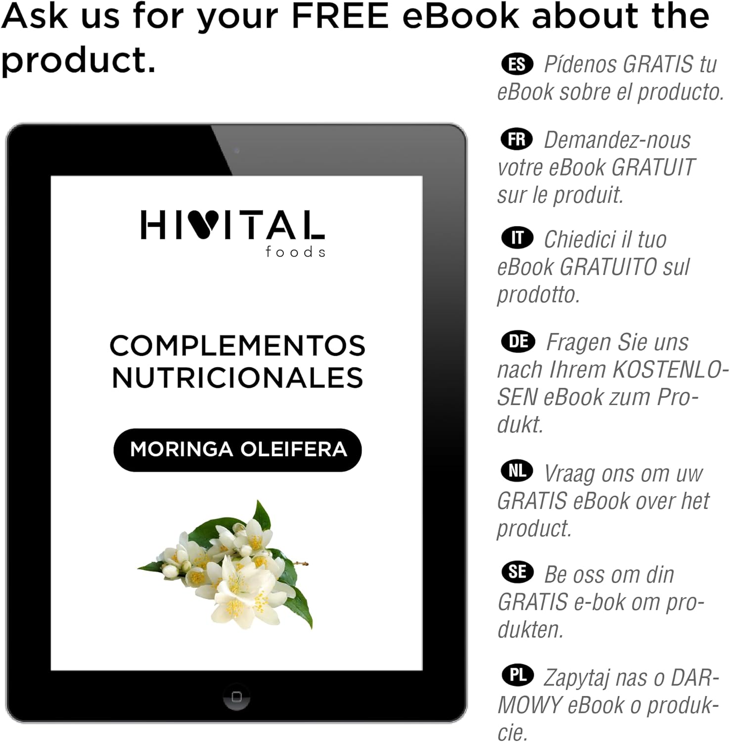 Moringa Oleifera 6000 mg. 180 vegan capsules for 6 months of treatment. Natural extract source of vitamins, minerals, amino acids and fatty acids. Made in Europe by HIVITAL - Image 6