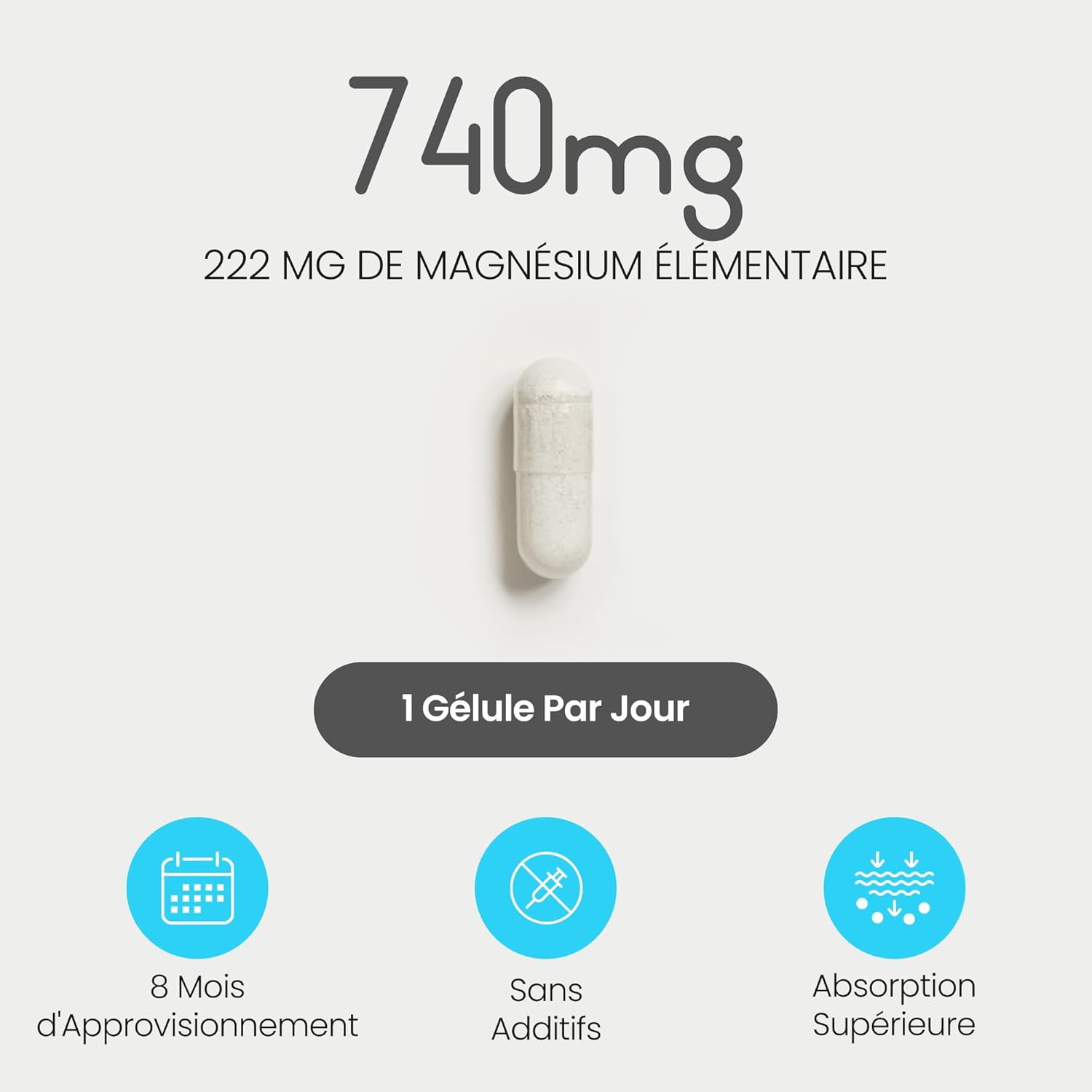 Magnesium Citrate 1480mg - 444mg Elemental Magnesium Per Serving - 240 Capsules (4-8 Months) - Formula Without Additives - VitaBright Magnesium - Image 5