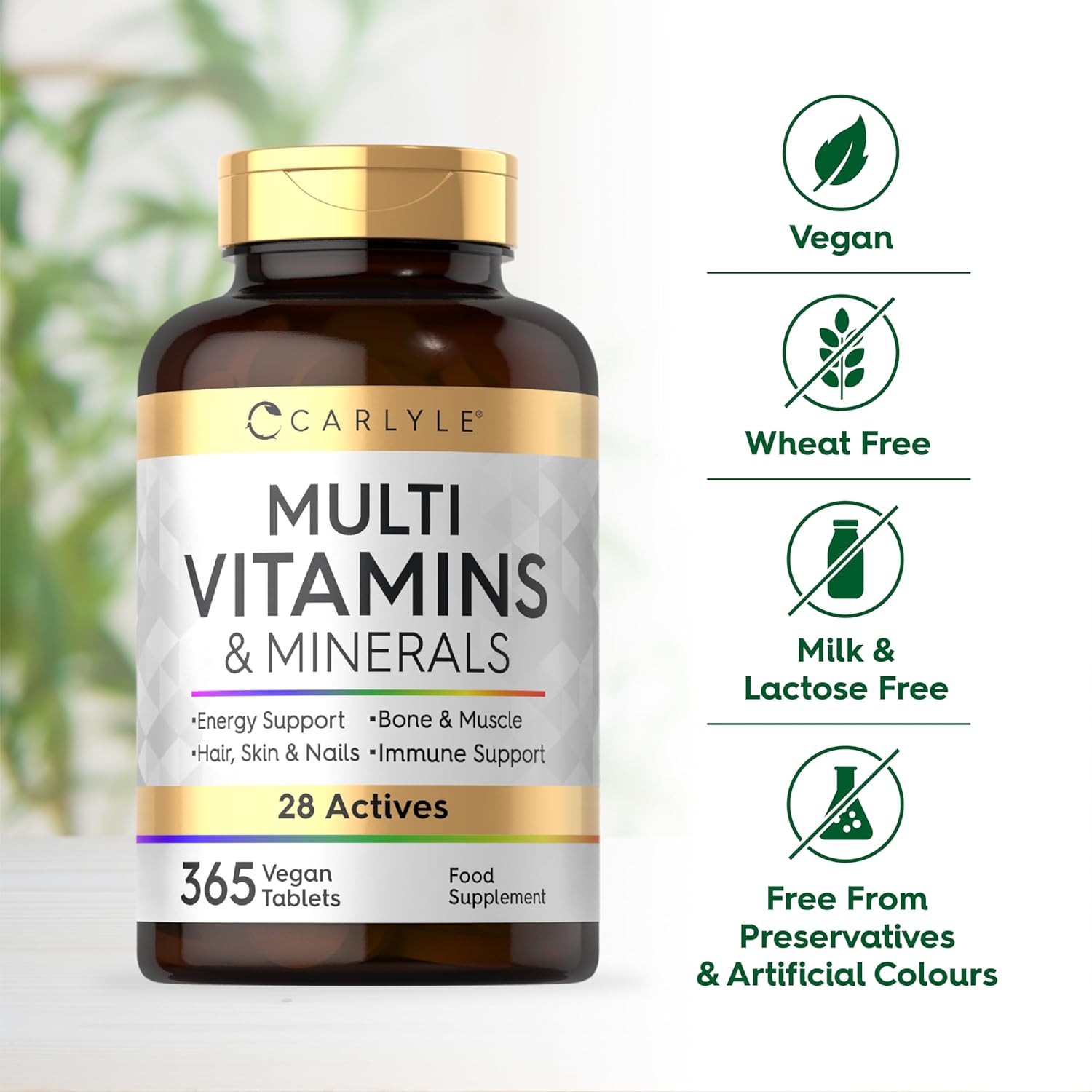 Multivitamins & Minerals | 28 Vitamins & Essential Minerals With Zinc Selenium Magnesium B6 Vitamin C | 365 Vegan Tablets | Multivitamin Men & Women | By Carlyle - Image 7