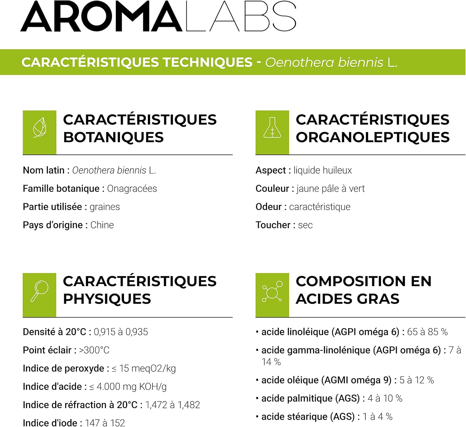 Evening Primrose Organic (Oenothera Biennis) – 250 ml – Virgin and AB Certified Vegetable Oil – Menstrual Cycle & Cardiovascular and Skin Health – Aroma Labs – Made in France - Image 4