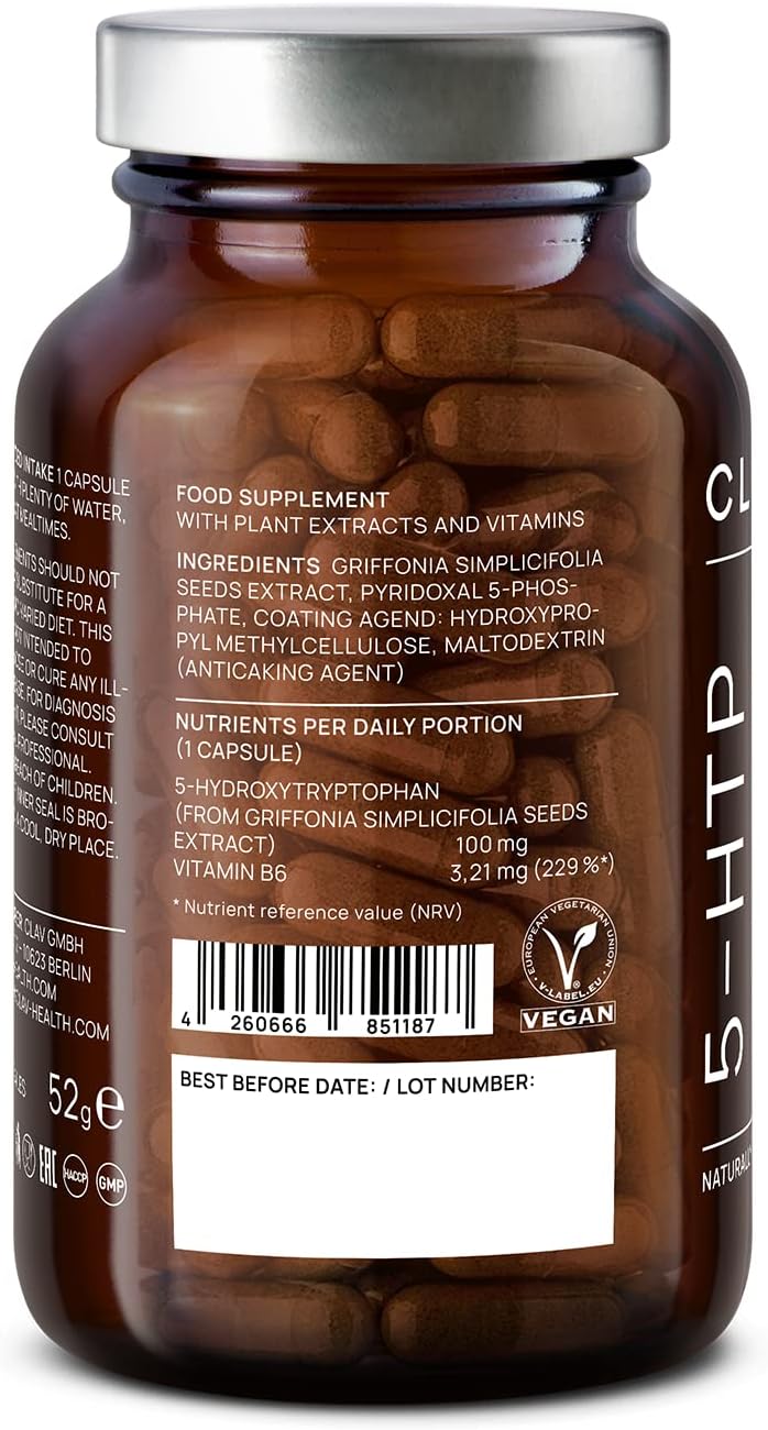 Griffonia 5HTP Complex - Extra Strong with 100mg Pure 5 HTP per Capsule + Vitamin B6-120 Nootropic Capsules - Reduces Stress & Anxiety - Griffonia Simplicifolia Seed Extract - Image 8