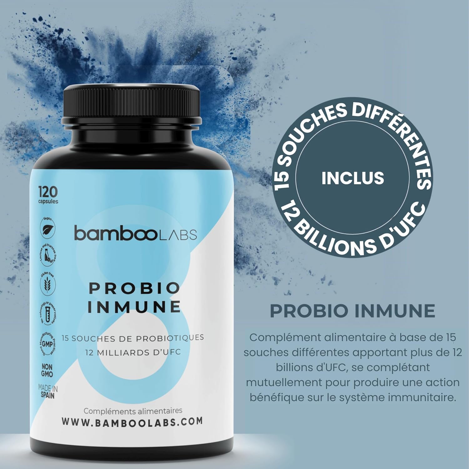 Bamboo Labs - Intestinal Probiotics + Vitamin Complex, 120 Vegan Digestive Enzyme Capsules with Lactobacillus Casei that Strengthen Your Immune Defense System and Gut Flora - Image 3