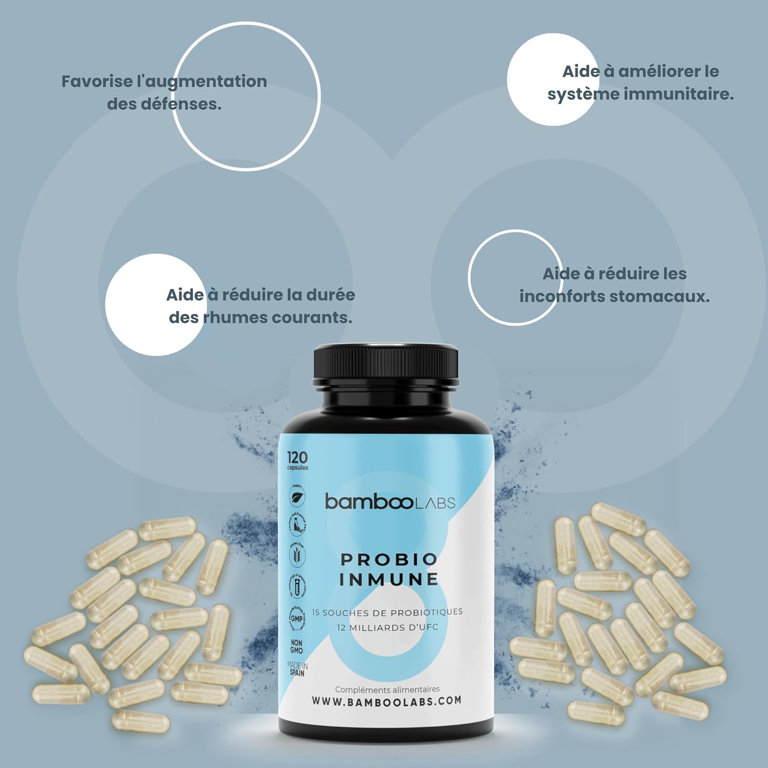Bamboo Labs - Intestinal Probiotics + Vitamin Complex, 120 Vegan Digestive Enzyme Capsules with Lactobacillus Casei that Strengthen Your Immune Defense System and Gut Flora - Image 4