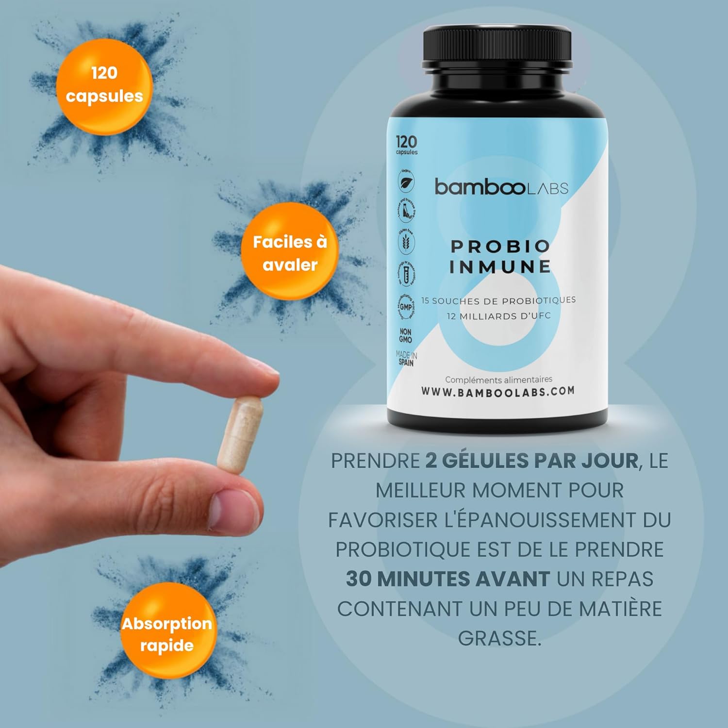 Bamboo Labs - Intestinal Probiotics + Vitamin Complex, 120 Vegan Digestive Enzyme Capsules with Lactobacillus Casei that Strengthen Your Immune Defense System and Gut Flora - Image 6