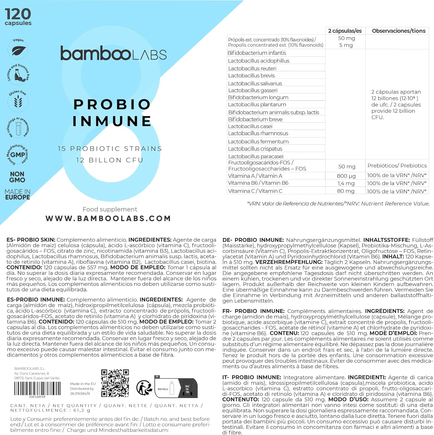 Bamboo Labs - Intestinal Probiotics + Vitamin Complex, 120 Vegan Digestive Enzyme Capsules with Lactobacillus Casei that Strengthen Your Immune Defense System and Gut Flora - Image 7