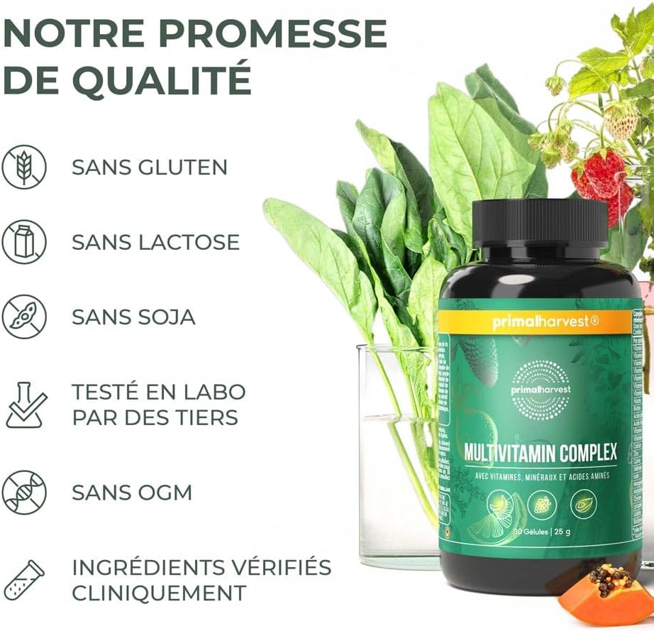 Primal Harvest Multivitamin Complex - Biotin, Zinc & Vitamins, High Dosage Daily Dietary Supplement for Men and Women, 30 Capsules - Image 8