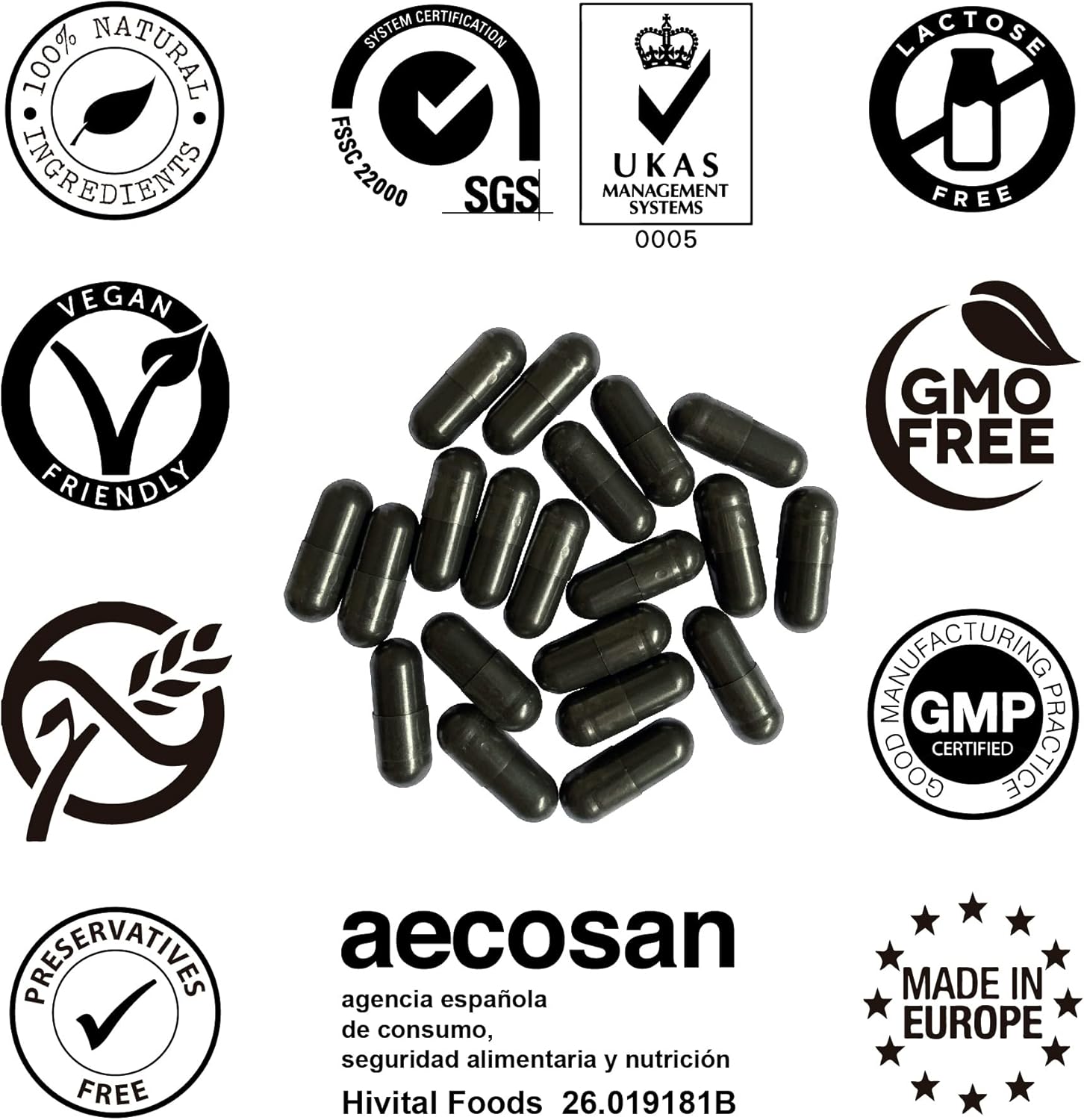 Activated Carbon 2400 mg. 240 vegan capsules for 4 months of treatment. Natural coconut activated charcoal with Fennel and Green Anise. Made in Europe by HIVITAL - Image 5