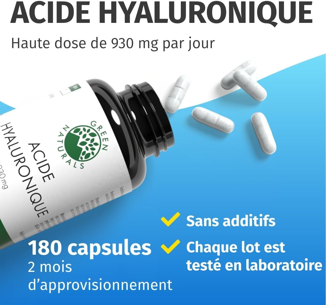 Hyaluronic acid capsules - 930 mg of hyaluronic acid per daily dose - 180 capsules for 2 months - Green Naturals - Image 3