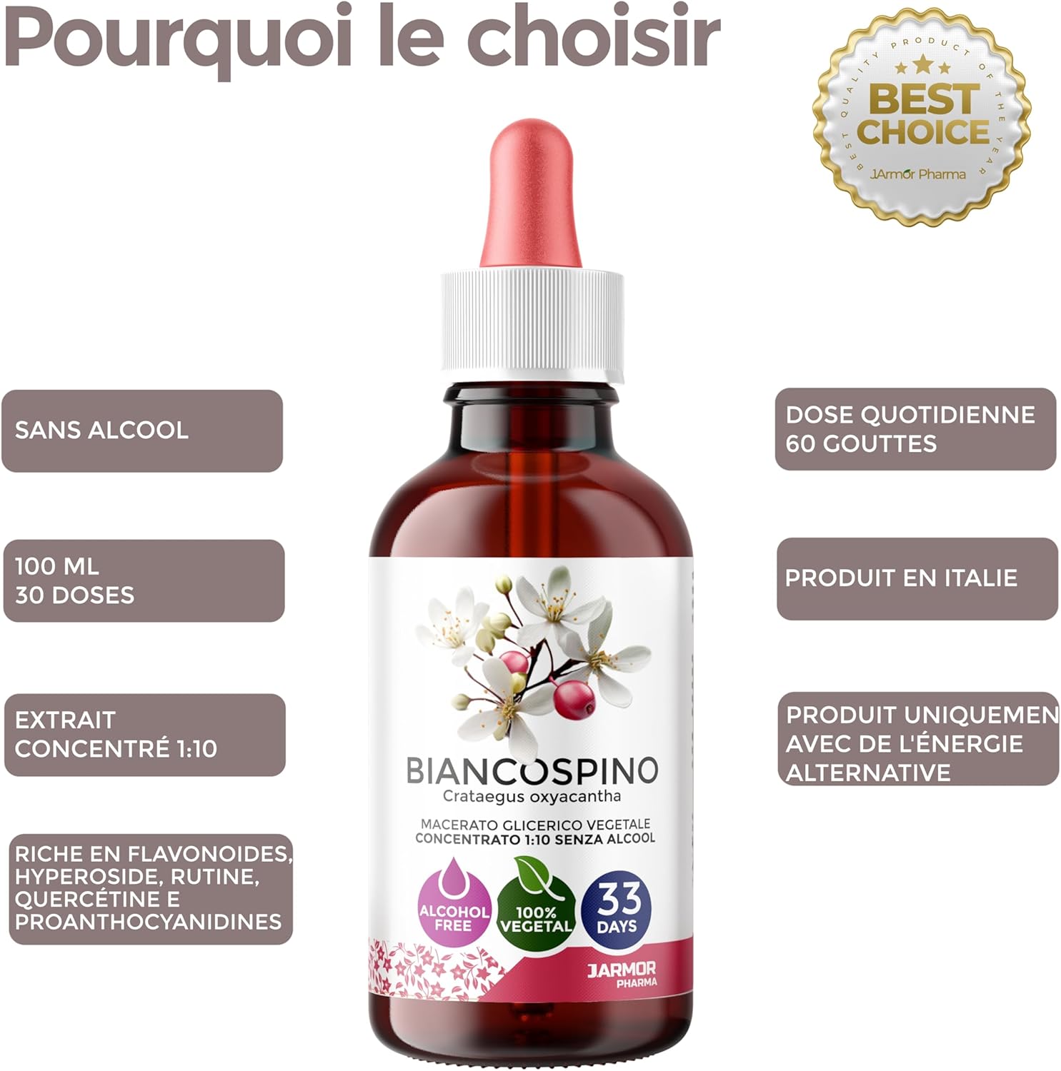 Hawthorn 100 ml Glyceric Macerate | Hawthorn Drops | Regularity of Cardiovascular Function and Antioxidant | Promotes Relaxation | J.Armor Pharma Vegetable Glycerine Macerate - Image 6