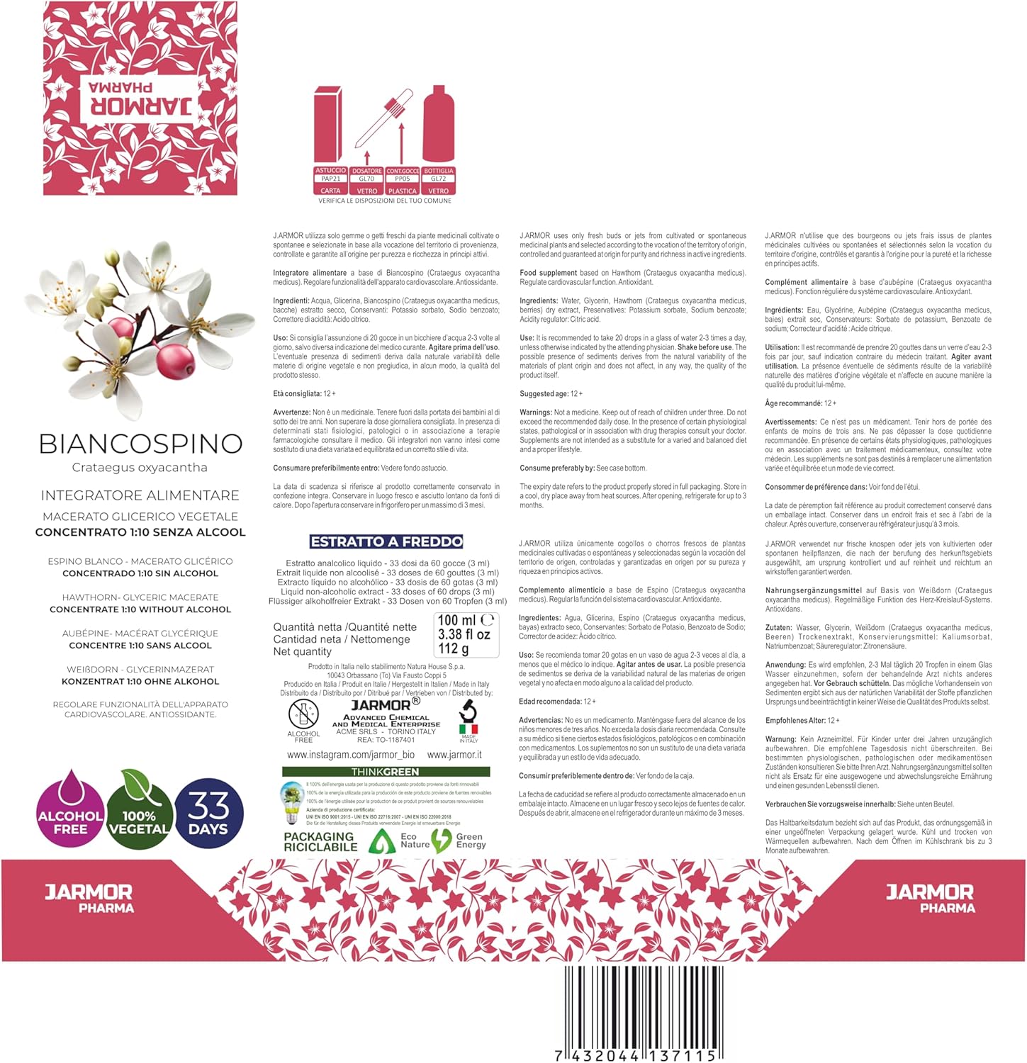 Hawthorn 100 ml Glyceric Macerate | Hawthorn Drops | Regularity of Cardiovascular Function and Antioxidant | Promotes Relaxation | J.Armor Pharma Vegetable Glycerine Macerate - Image 7