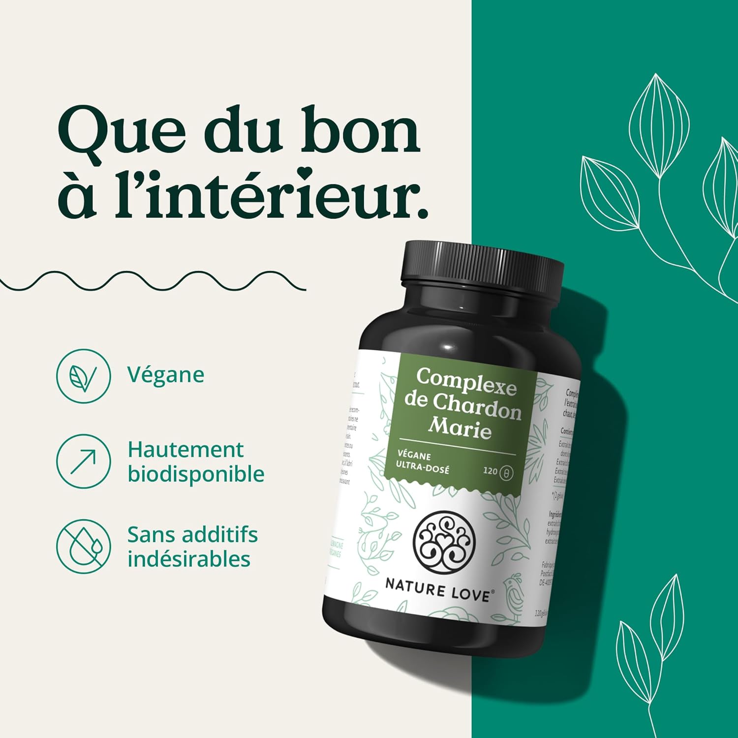 NATURE LOVE® Milk Thistle Complex - 120 Capsules - Milk Thistle, Artichoke, Dandelion and Desmodium - Highly Dosed with 80% Silymarin - Laboratory Tested, Vegan, Produced in Germany - Image 5