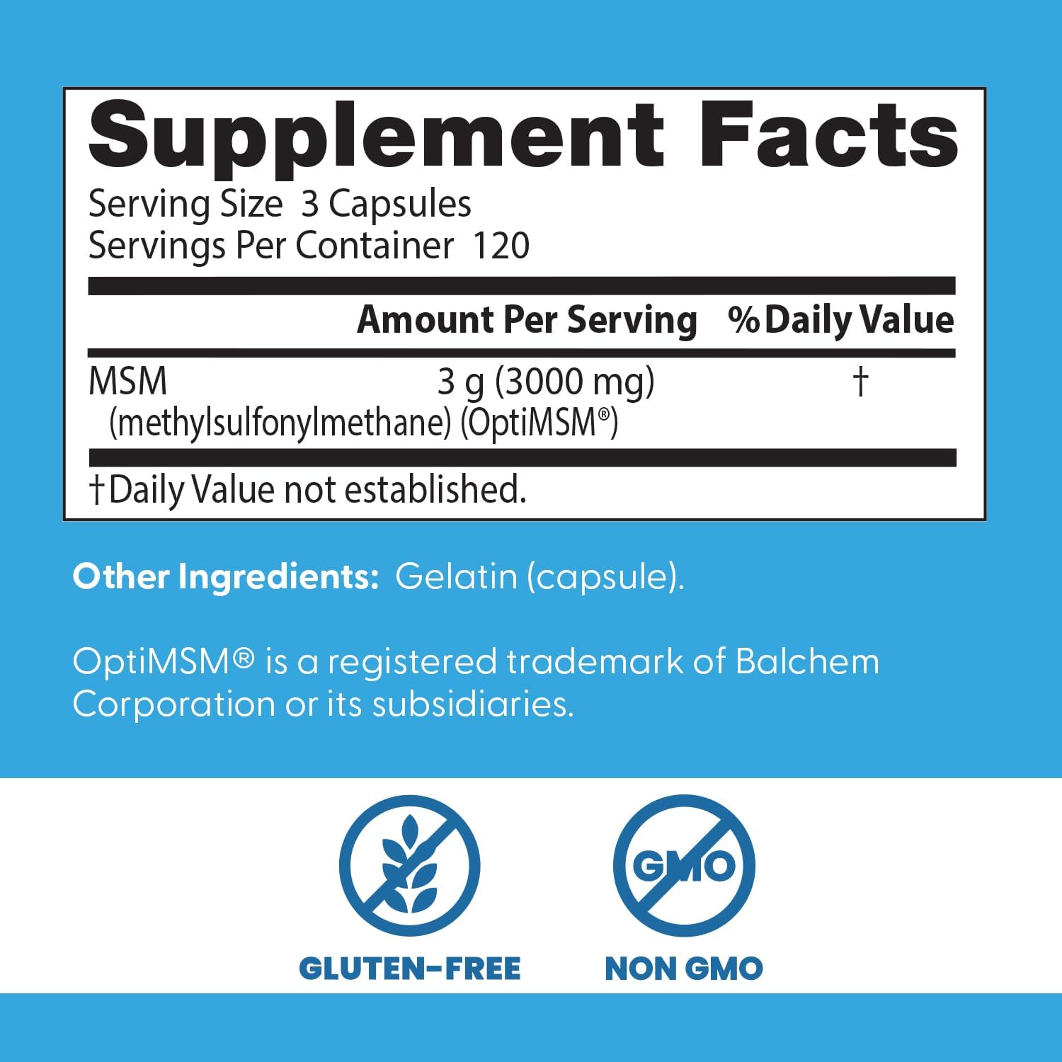 MSM with OptiMSM, 1000mg - 360 caps - Image 3