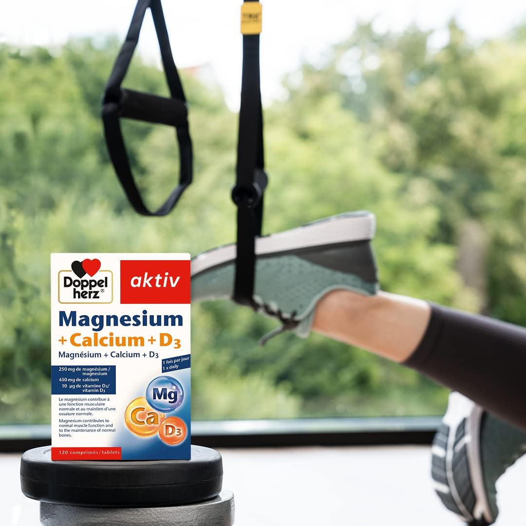 Doppelherz aktiv Magnesium+Calcium+D3, Dietary supplement supporting muscle function & normal bone, 120 tablets without lactose and gluten, rich in essential minerals - Image 6