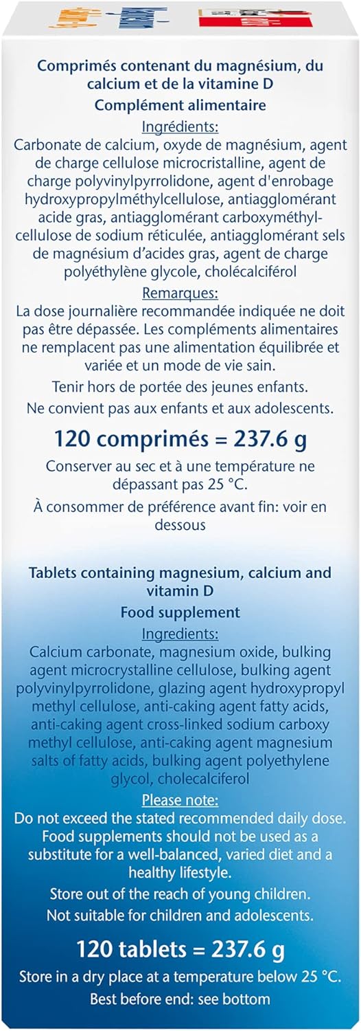 Doppelherz aktiv Magnesium+Calcium+D3, Dietary supplement supporting muscle function & normal bone, 120 tablets without lactose and gluten, rich in essential minerals - Image 8
