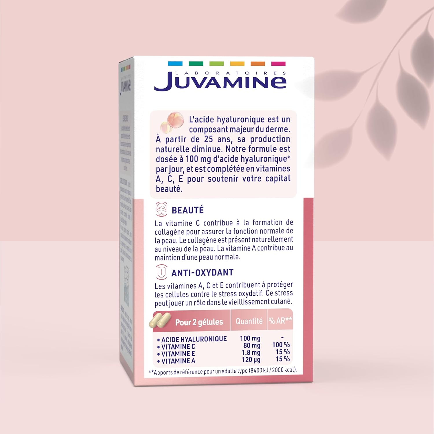 JUVAMINE - Hyaluronic Acid + Vitamins A,C,E - Skin Beauty - 60 Capsules of vegetable origin - 30 Day Programme - Made in France - Image 3