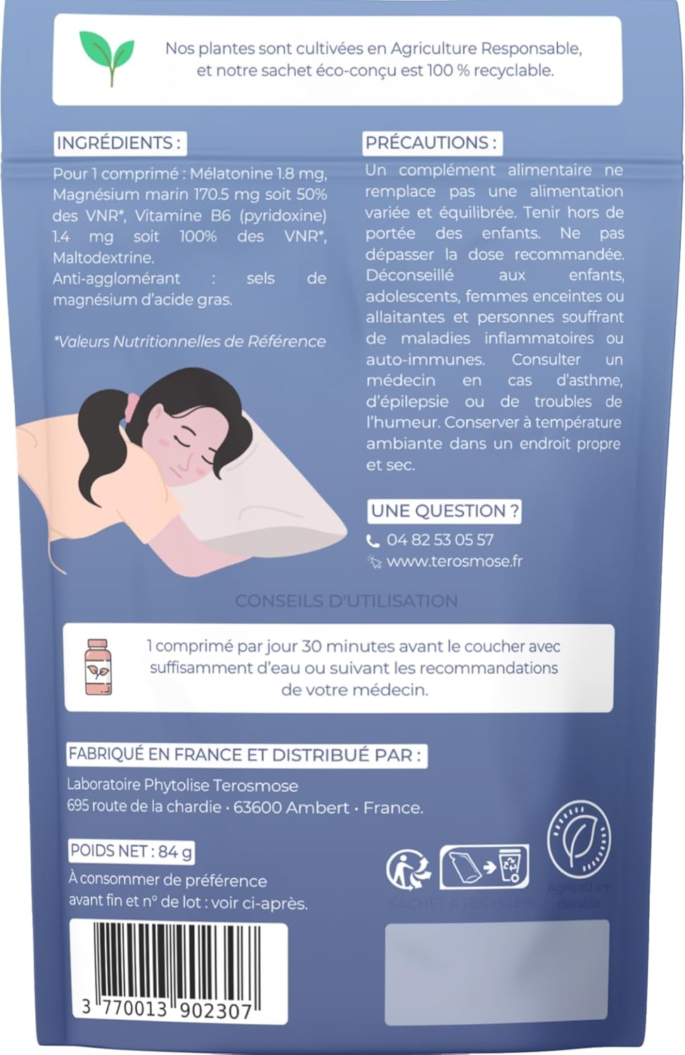 Somnus Melatonin 1.8 mg – Natural Sleep Supplement – Marine Magnesium & Vitamin B6 – Helps Sleep & Relaxation – 120 Tablets – Made in France - Image 9