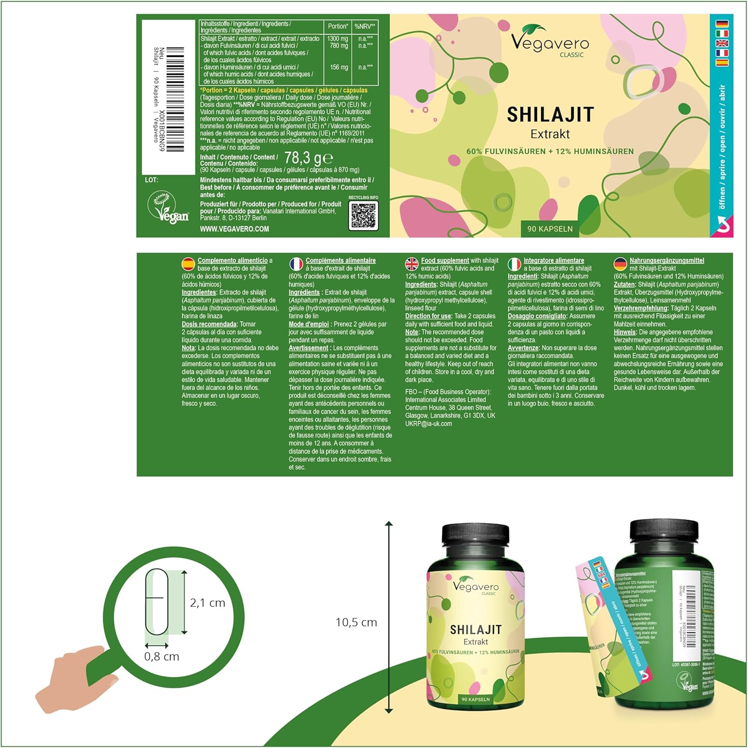 Shilajit Pure 78,000 mg Vegavero® | 60:1 Extract | 60% Fulvic Acids + 12% Humic | Himalayan Resin | Energy + Immunity + Antioxidant | 90 Capsules | Vegan & No Additives - Image 3