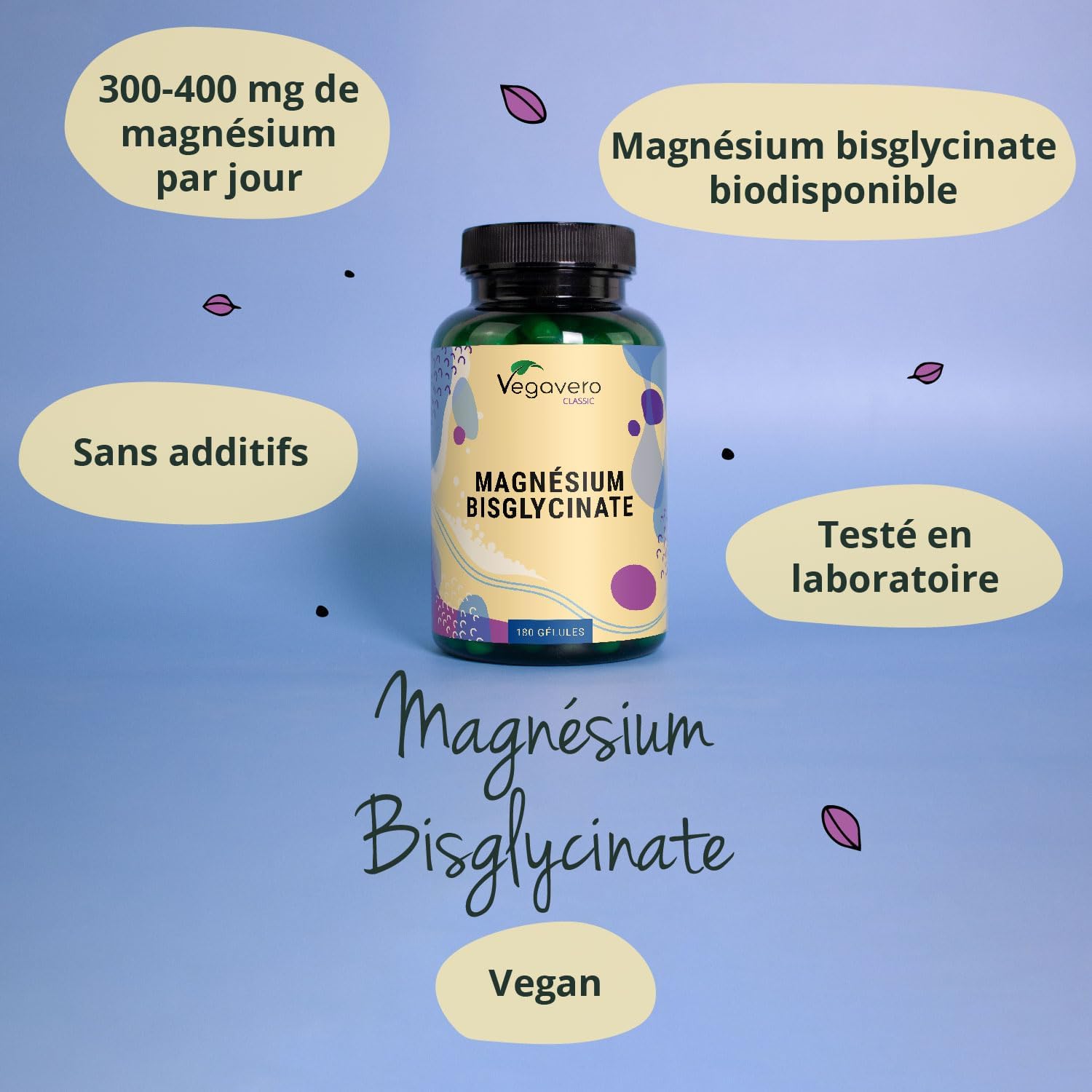 Magnesium Bisglycinate 300 mg | 180 Capsules | High Dosage + High Bioavailability | Anti Fatigue + Stress + Sleep | Vegan & No Additives | Vegavero® - Image 5