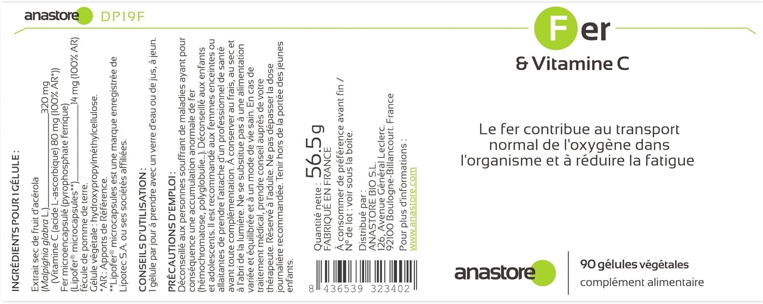 Iron and Vitamin C * 90 Vegetable Capsules * Energy + Immune System + Hemoglobin Formation + Memory + High Bioavailability - Image 6