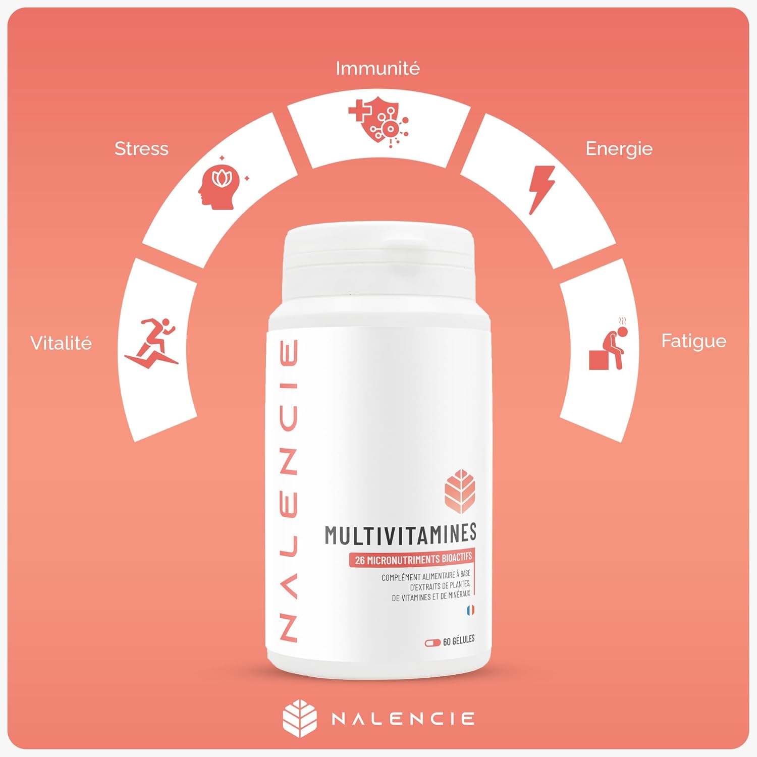 Multivitamins & Minerals - 26 Nutrients - Vitamins A B C D3 E + Magnesium, Zinc and Selenium - High Assimilation - 60 Vegan Capsules - For Women and Men - Made in France - Image 3