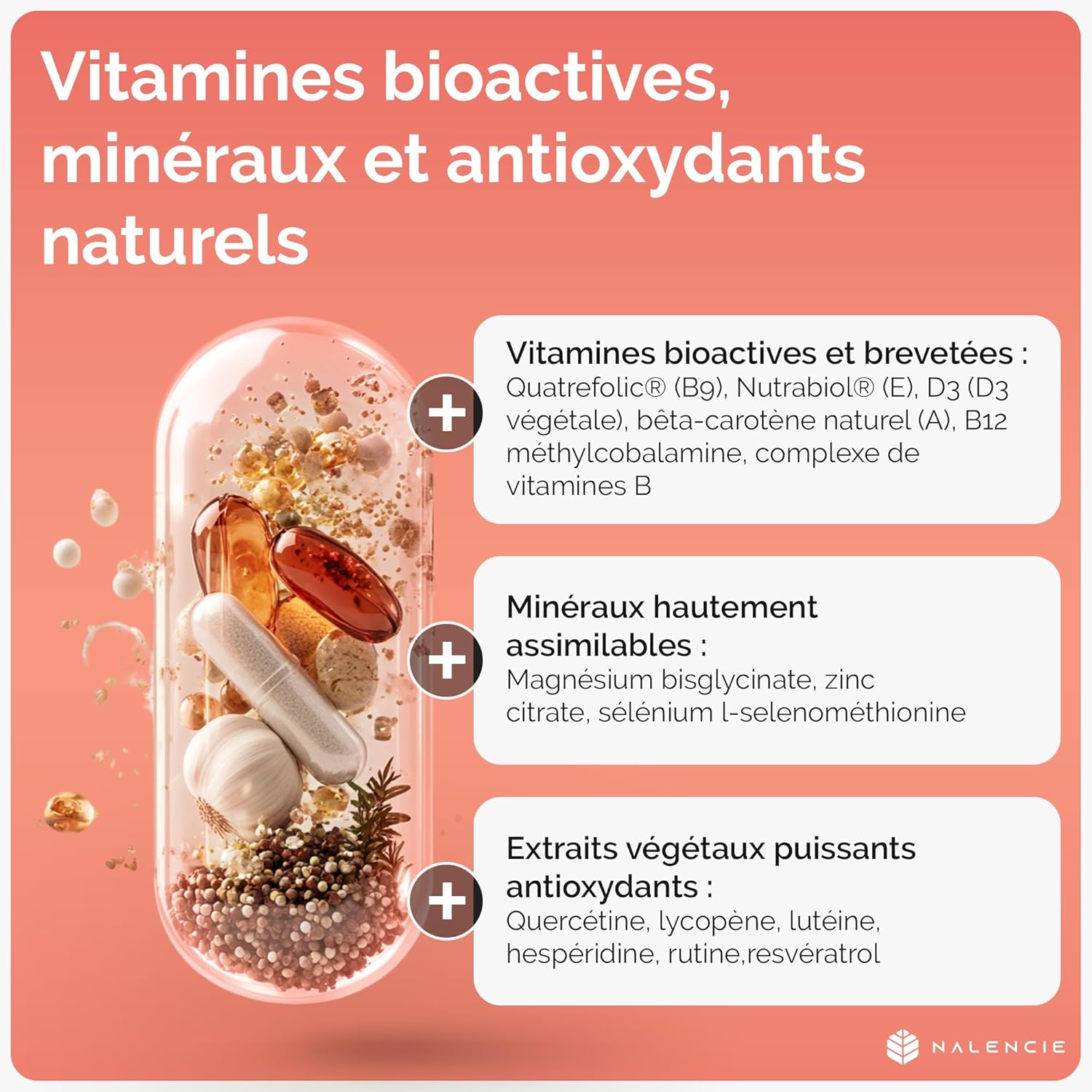 Multivitamins & Minerals - 26 Nutrients - Vitamins A B C D3 E + Magnesium, Zinc and Selenium - High Assimilation - 60 Vegan Capsules - For Women and Men - Made in France - Image 4