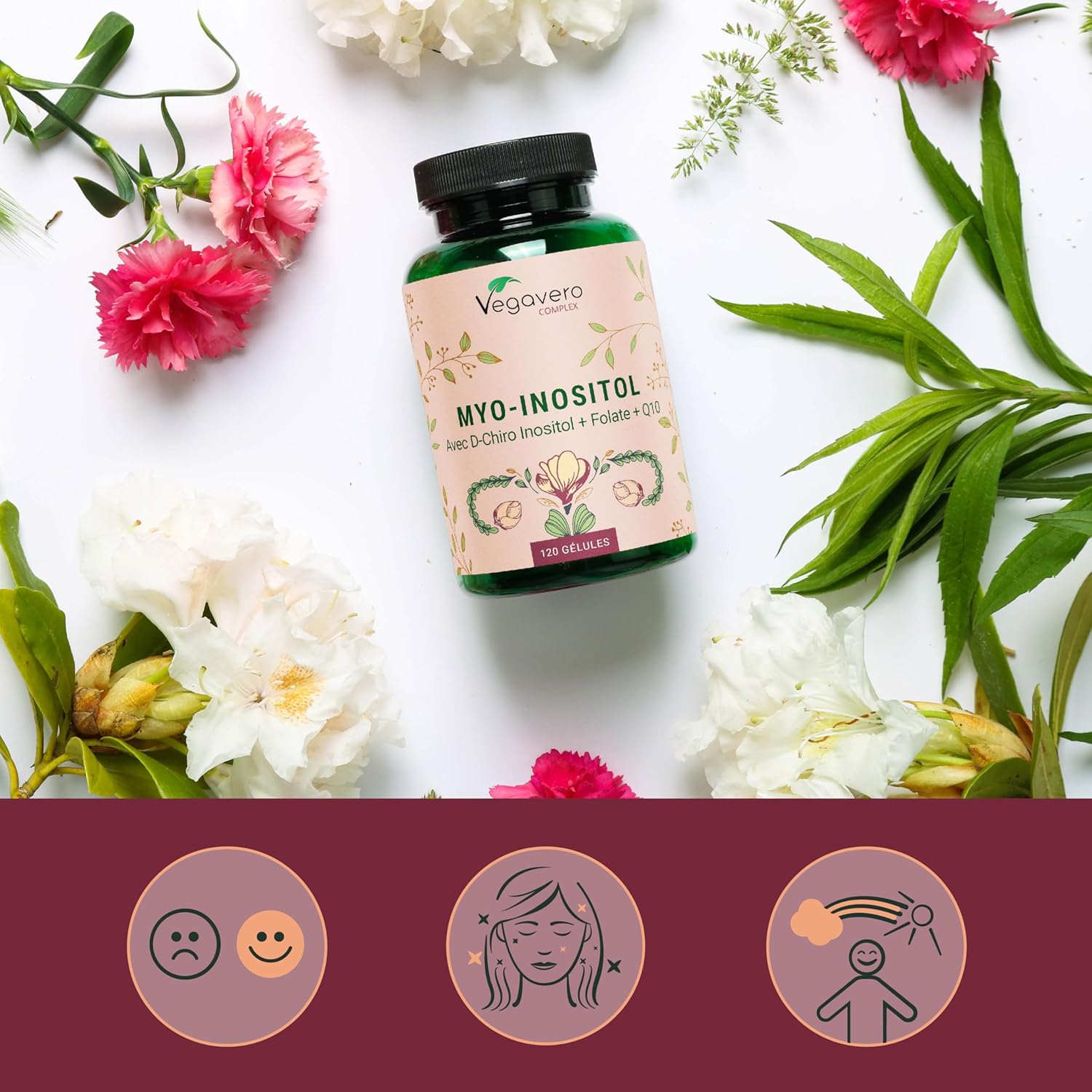 Vegavero Myo Inositol Complex | PCOS | With D-Chiro-Inositol, Q10, Zinc, Chrome, Vitamin B6 and B9 (Quatrefolic Folic Acid) | No Additives and Vegan | 120 Capsules - Image 6