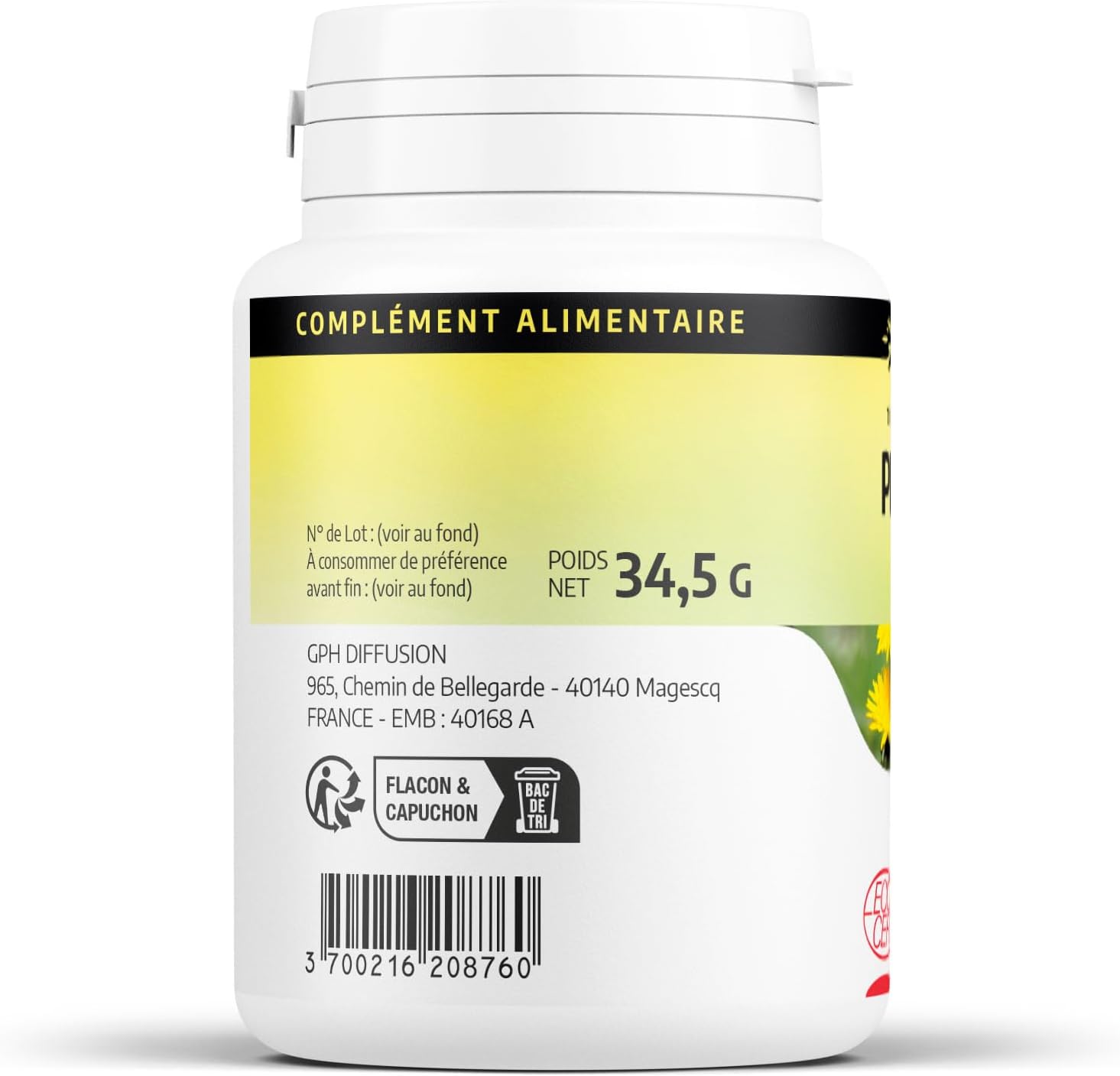 Organic Dandelion 270 mg - 100 Capsules - Ecocert Certified - Orgaliane - Image 3