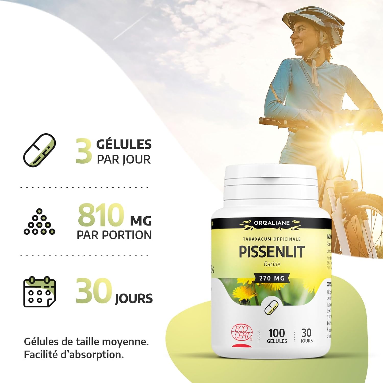 Organic Dandelion 270 mg - 100 Capsules - Ecocert Certified - Orgaliane - Image 7