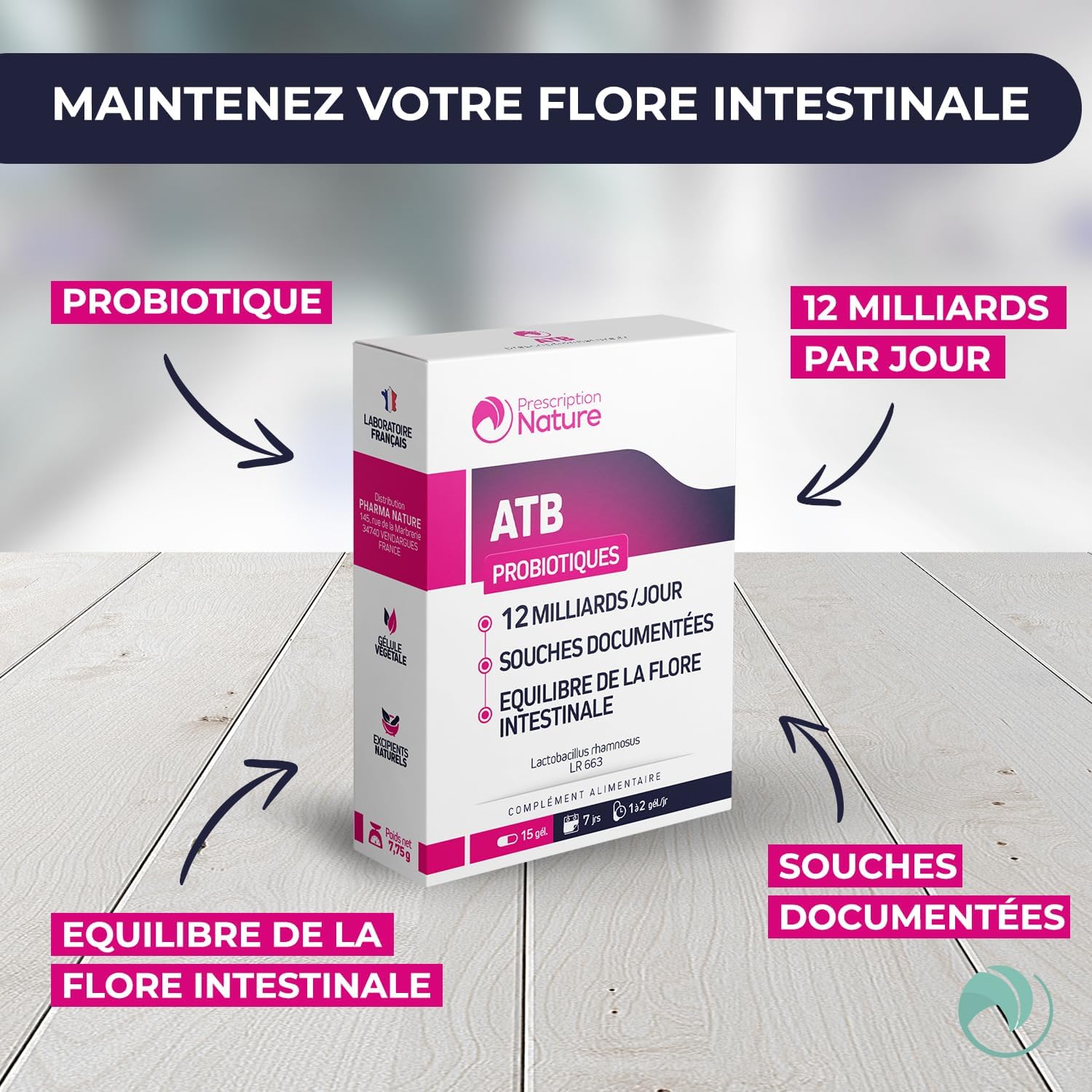 Prescription Nature - BIOTIC' ATB - Probiotic Food Supplement - Documented Strains, Vegetable Capsule - Made in France - 15 Capsules - Image 4