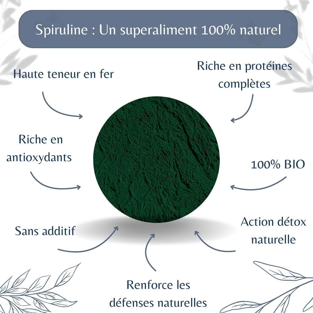 Spirulina Powder Organic Bulk - Natural Superfood, Rich in Protein, Fatigue and Appetite - Arthrospira Platensis with a Sweet Flavour - Organic Farming, Vegan - Bag 100g - Image 4