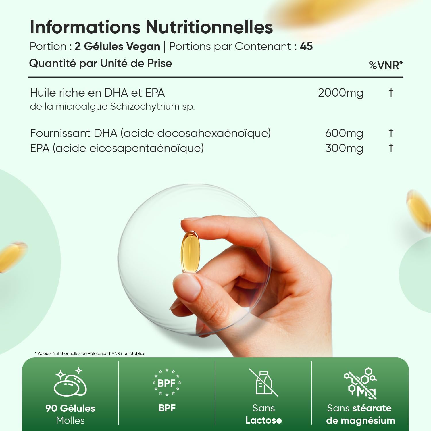 Omega 3 Vegan Seaweed Oil in Capsules 2000mg Omega 3 Dha Epa 90 Soft Capsules Vegan Alternatives to Fish Oil (Fish Oil) and Krill Oil Non-GMO Gluten Free Lactose Free - Image 4
