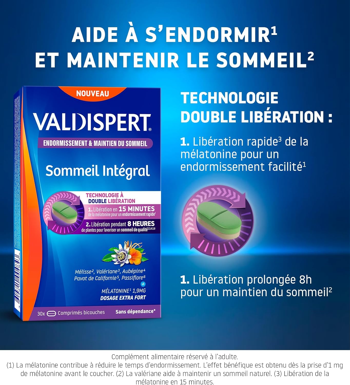 VALDISPERT - Full Sleep - Sleep & Sleep Maintenance - Melatonin and Herbal Supplement - Extra Strong Dosage 1.9mg - No Addiction - 30 Tablets - 30 Nights - Image 3