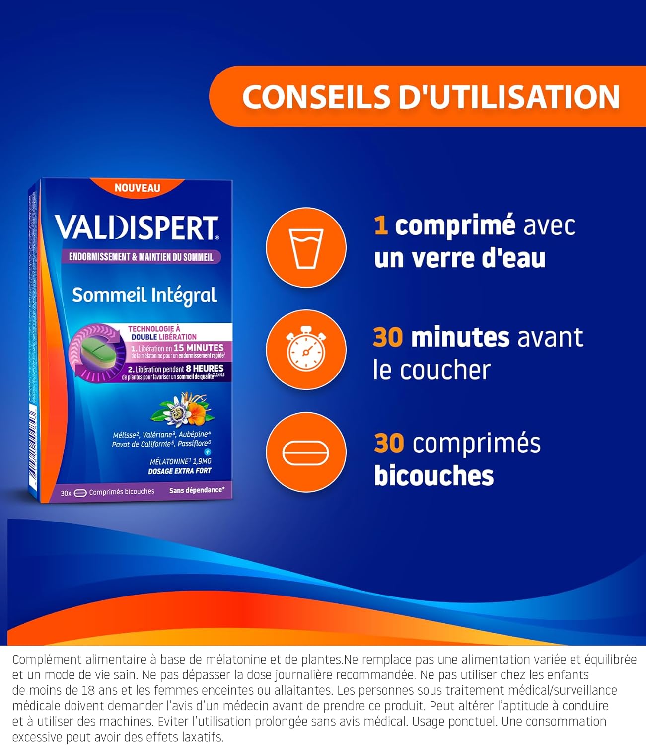 VALDISPERT - Full Sleep - Sleep & Sleep Maintenance - Melatonin and Herbal Supplement - Extra Strong Dosage 1.9mg - No Addiction - 30 Tablets - 30 Nights - Image 6