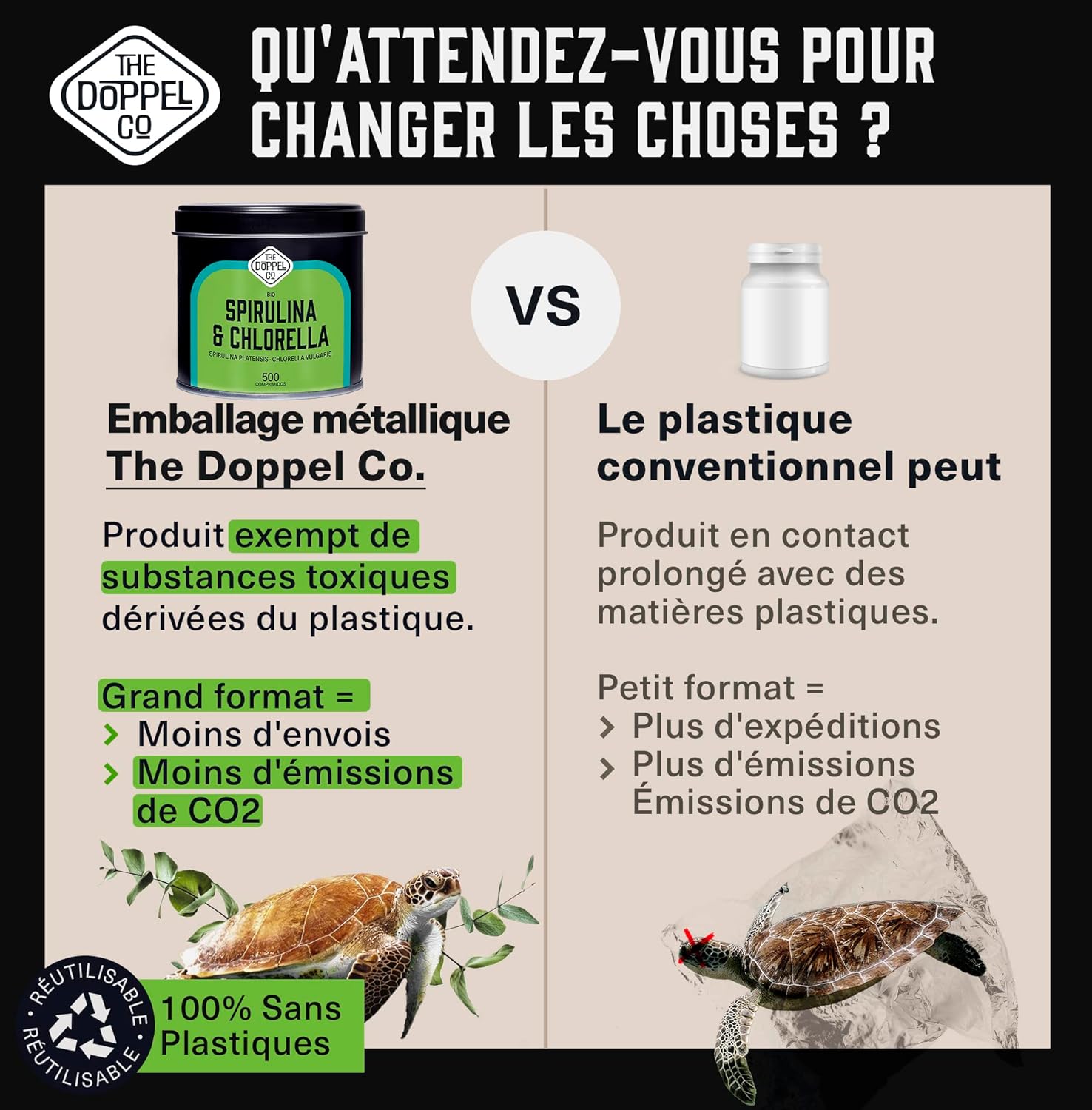 Spirulina and Chlorella Bio - 500 Tablets - 1500 mg per dose - Spirulina Algae and Chlorella Algae - No Additives - Soothing Effect - Detox - Organic Vegan Protein - Plastic Free - Image 6