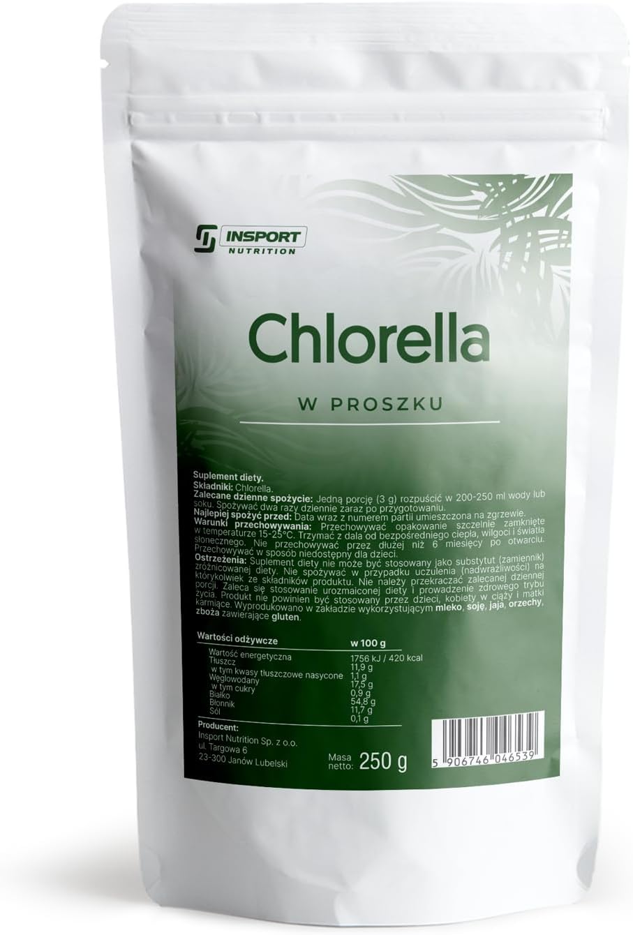 Chlorella Powder - 250g Doypack - Green Powder for Body Cleansing - Vegan, Lactose Free and Gluten Free, No Additives - Leak Proof Packaging with Zip - INSPORT Nutrition - Image 2
