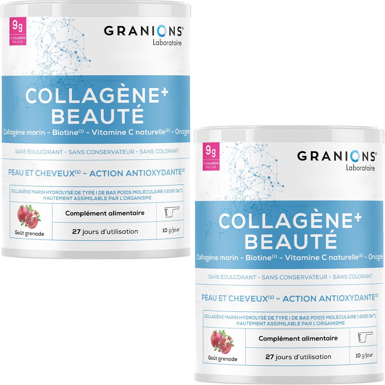 GRANIONS Collagen + Beauty - Marine Collagen Powder - Collagen and Hyaluronic Acid - Marine Collagen + Vitamin C + Biotin + Evening Primrose - Beauty Skin and Hair - Pomegranate - Collagen Powder 275 - Image 2
