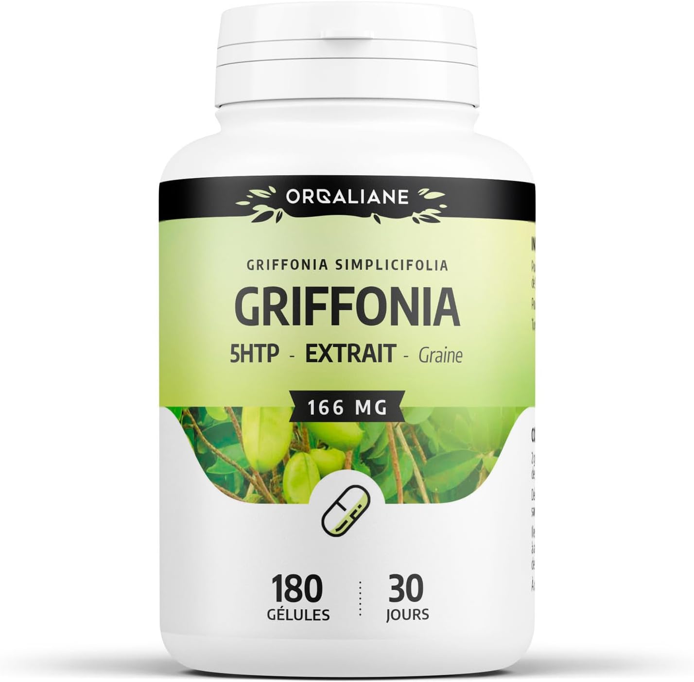 Griffonia extract 15% 5-HTP - 166 mg - 180 capsules - Orgaliane - Image 2
