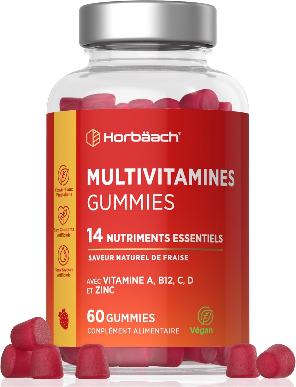 Gummies Adult Multivitamins | 14 Essential Mineral Vitamins - Vitamin A, Vitamin B12, Vitamin C, Vitamin D and Zinc | 60 Vegan Gummies | Multivitamins and Minerals | Horbaach - Image 2