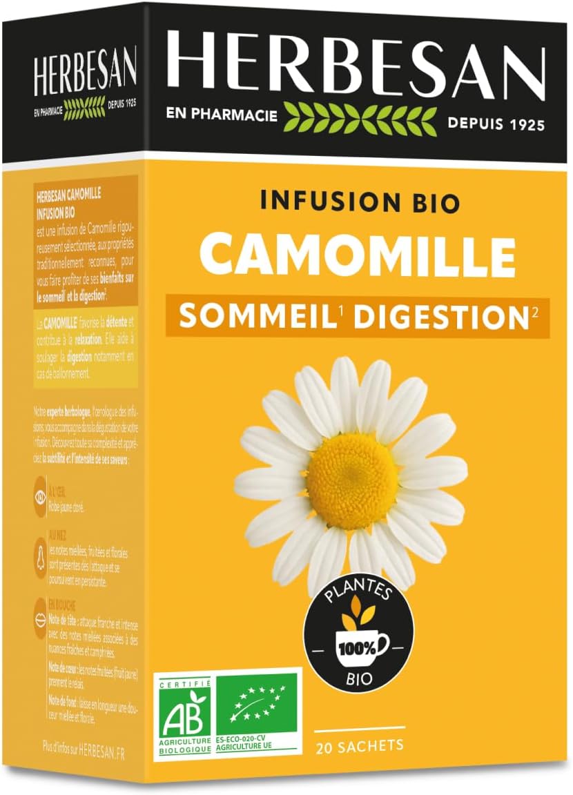 HERBESAN - ORGANIC INFUSION CAMOMILE FLOWERS - Sleep & Relaxation - Plastic-free - 20 paper bags - Image 2